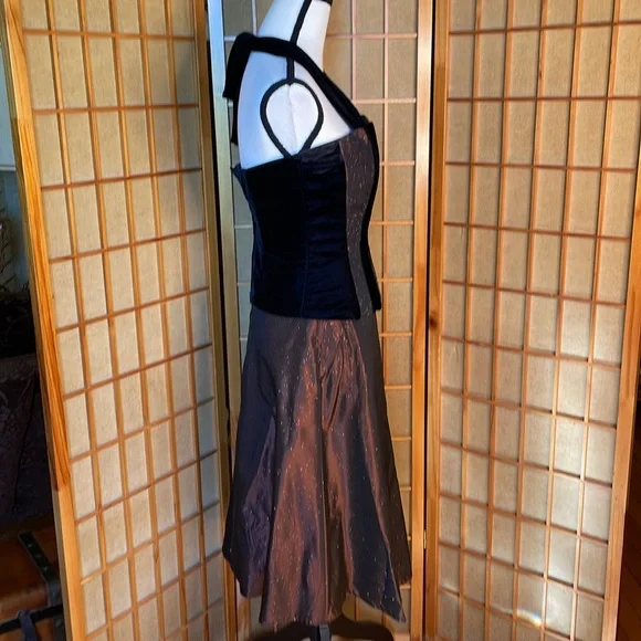 Scott McClintock Dress 3 pc Top Skirt Jacket Brown Taffeta Dress - Picture 5 of 16